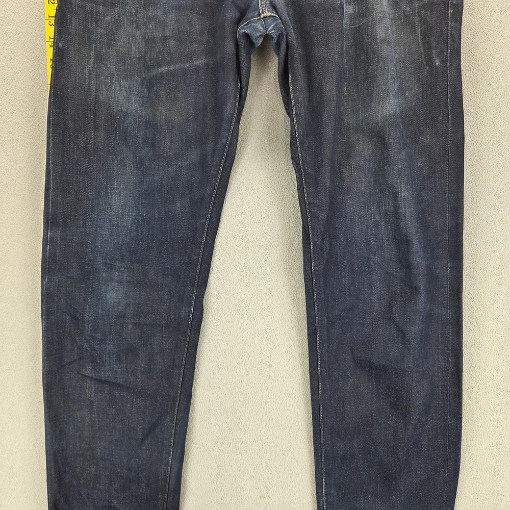 Levis Jeans Mens 30x34 Blue Selvedge Made & Crafted Buckle Back Biker Button Fly
